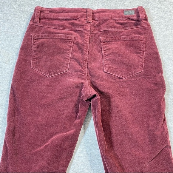 Poured in Blue Corduroy Pants Womens Sz 7 Maroon Low Rise Skinny Soft Casual - Picture 8 of 15